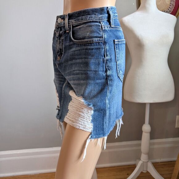 L'Agence Mini Jean Skirt Jolene Designer Distressed Denim Size 24 - Picture 6 of 10